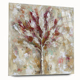 Abstract floral design on acrylic glass, showcasing vibrant colors and intricate details, viewed from the side without pins, ideal for modern decor.
