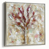 Framed canvas artwork showcasing abstract floral designs in vibrant colors, set against a silver frame, perfect for modern home décor and artistic expression.