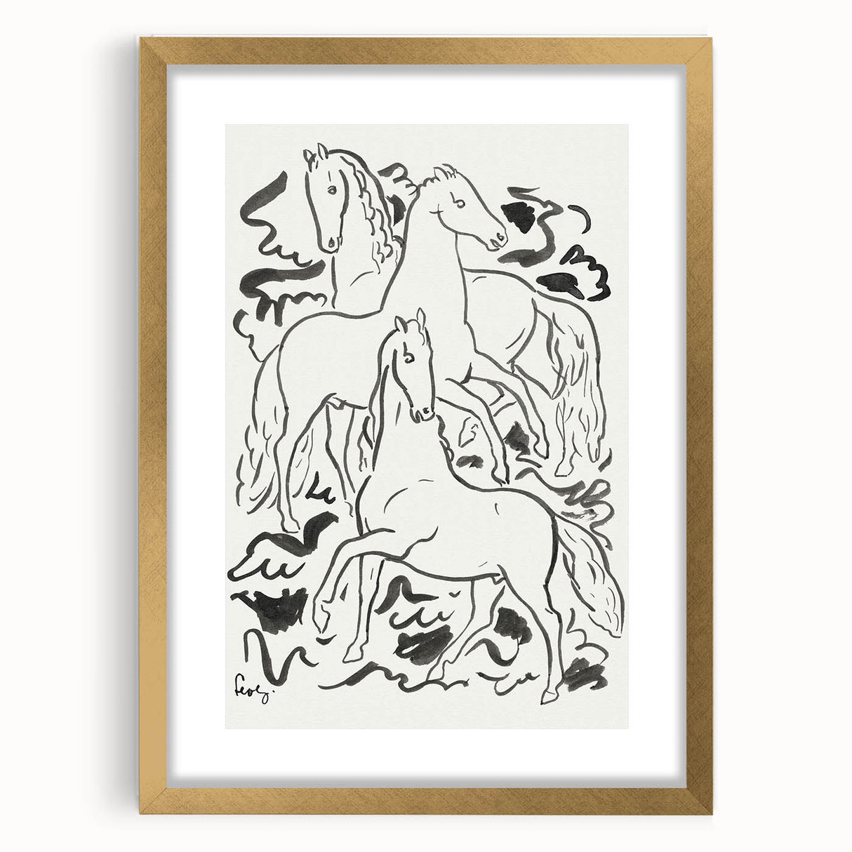 Expressionist Drawing - Three Horses | Contemporary Wall Art Print
