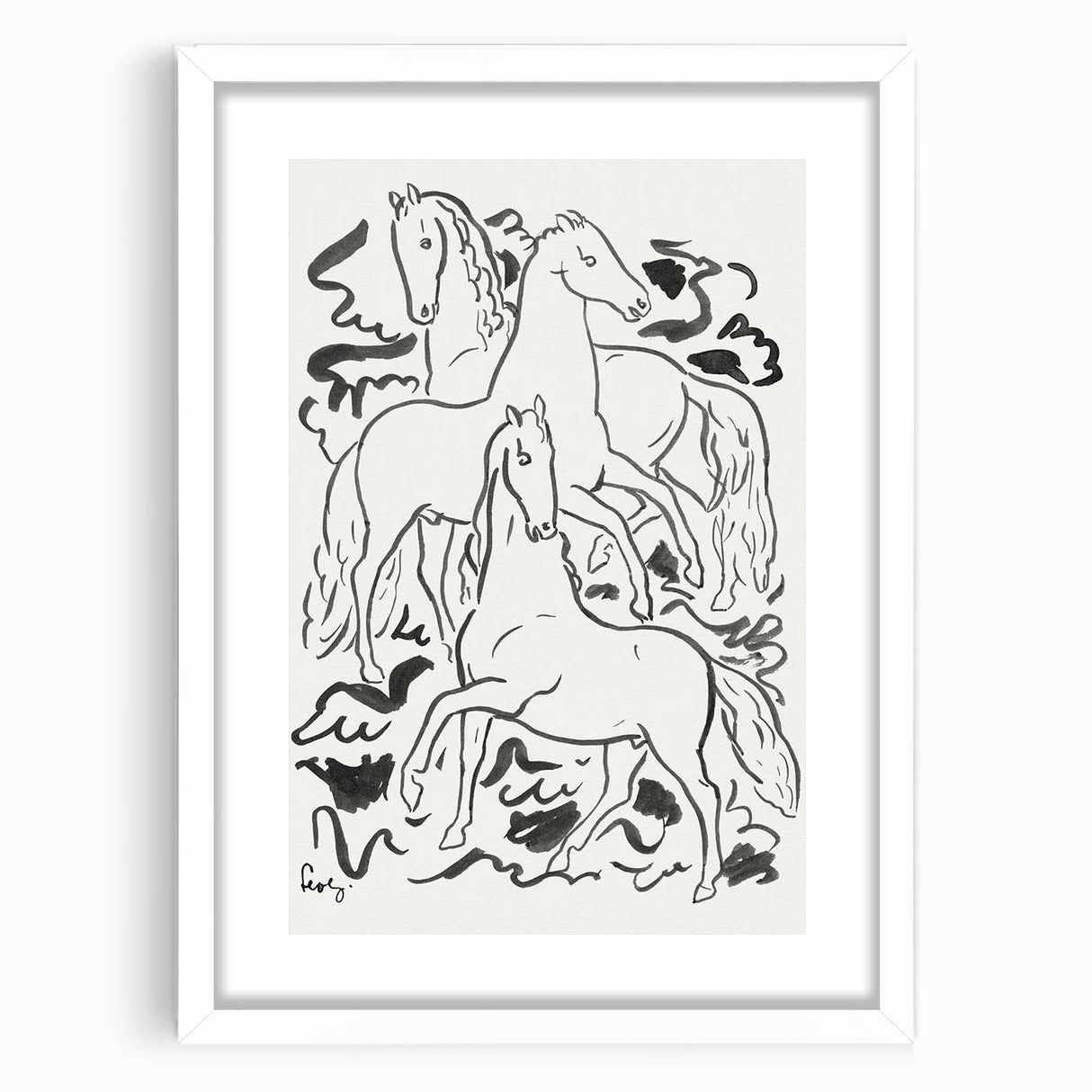 Expressionist Drawing - Three Horses | Contemporary Wall Art Print