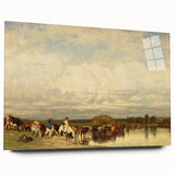 Romanticism Art: Cows Crossing a Ford by Jules Dupré - Classic Print