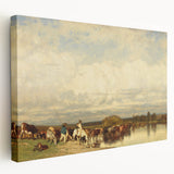 Romanticism Art: Cows Crossing a Ford by Jules Dupré - Classic Print