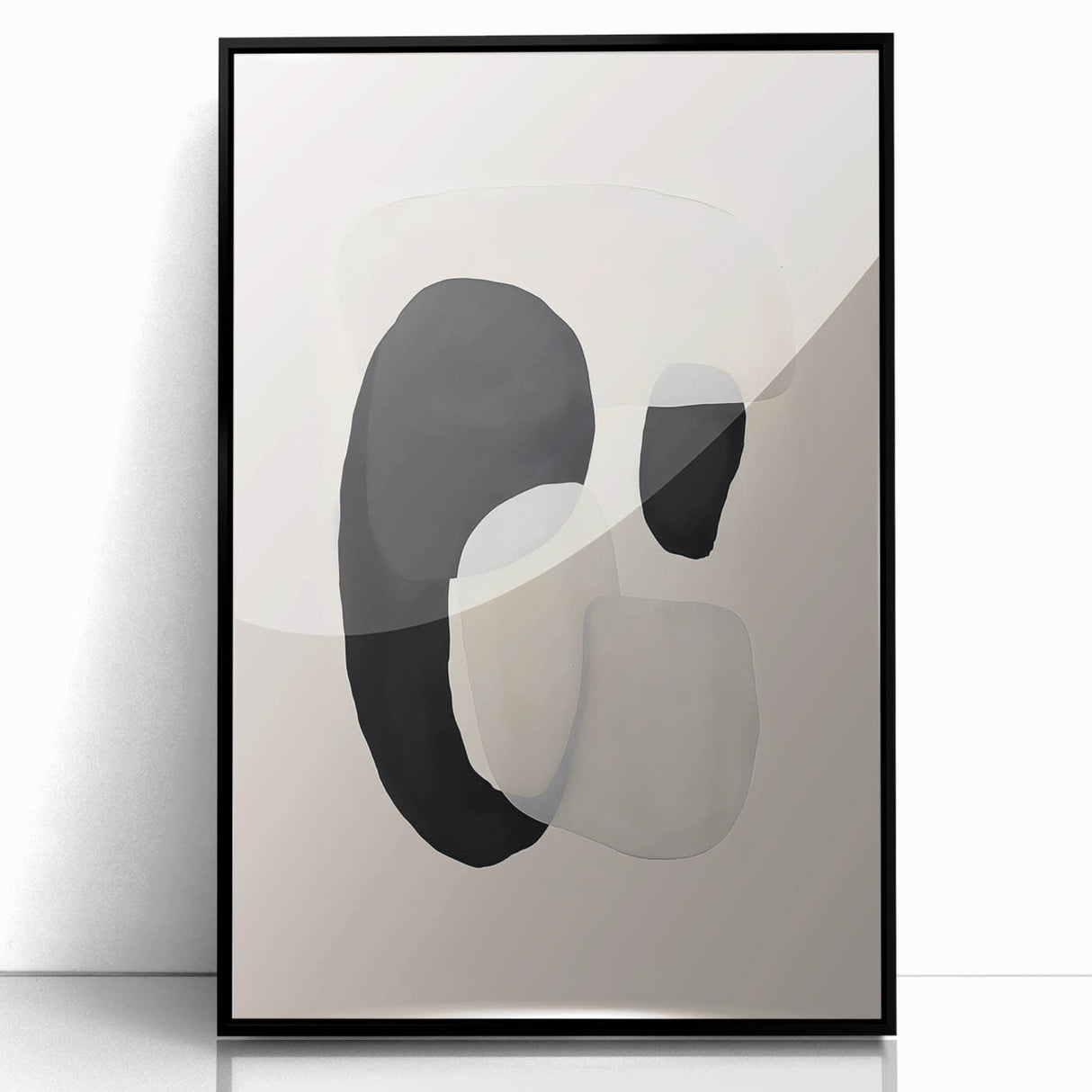 Canvas Art for Dining Area – Abstract Black and Beige Wall Print