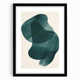Abstract minimalist wall art framed in black with a mat, showcasing a sleek design perfect for modern decor. Ideal for enhancing home or office aesthetics.