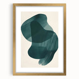 Abstract minimalist wall art design framed in gold, showcasing soft pastel colors and geometric shapes, ideal for modern home decor.