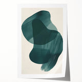 Abstract minimalist wall art print featuring soft pastel colors and geometric shapes, rolled and ready for display in a stylish interior setting. Ideal for modern decor.