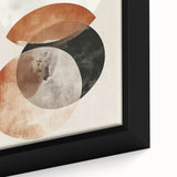 Close-up of framed minimalist abstract wall art featuring soft pastel colors and geometric shapes, perfect for modern home decor and artistic expression.