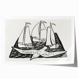 Expressionist Nautical Scene - Sailing Ships | Modern Wall Art Print