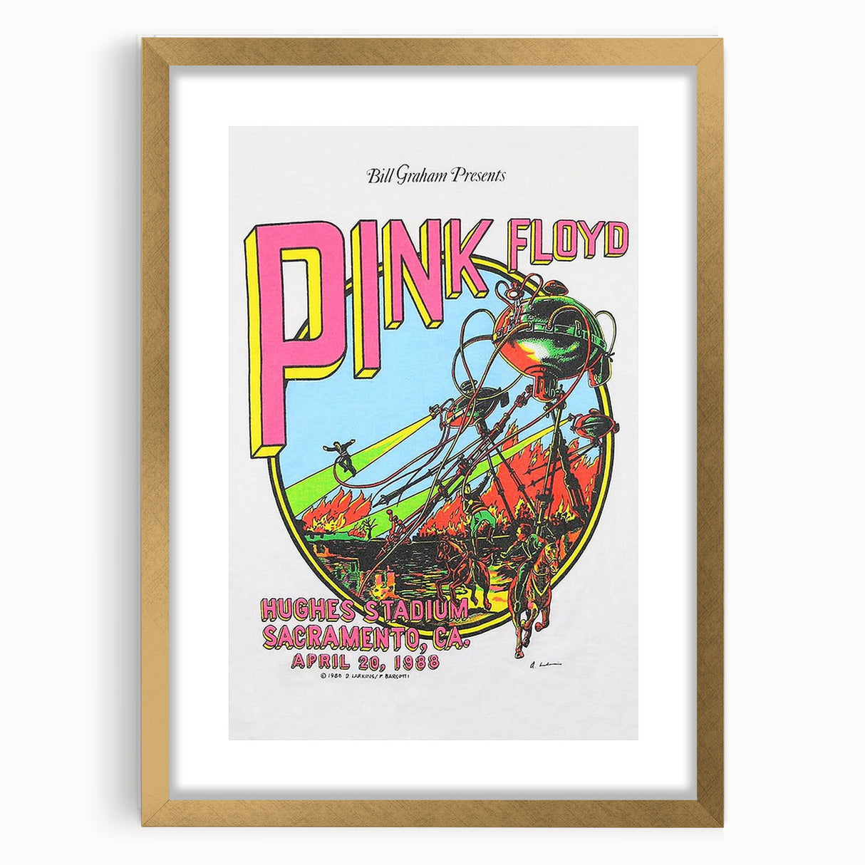 Pink Floyd 1988 Hughes Stadium Retro Concert Poster