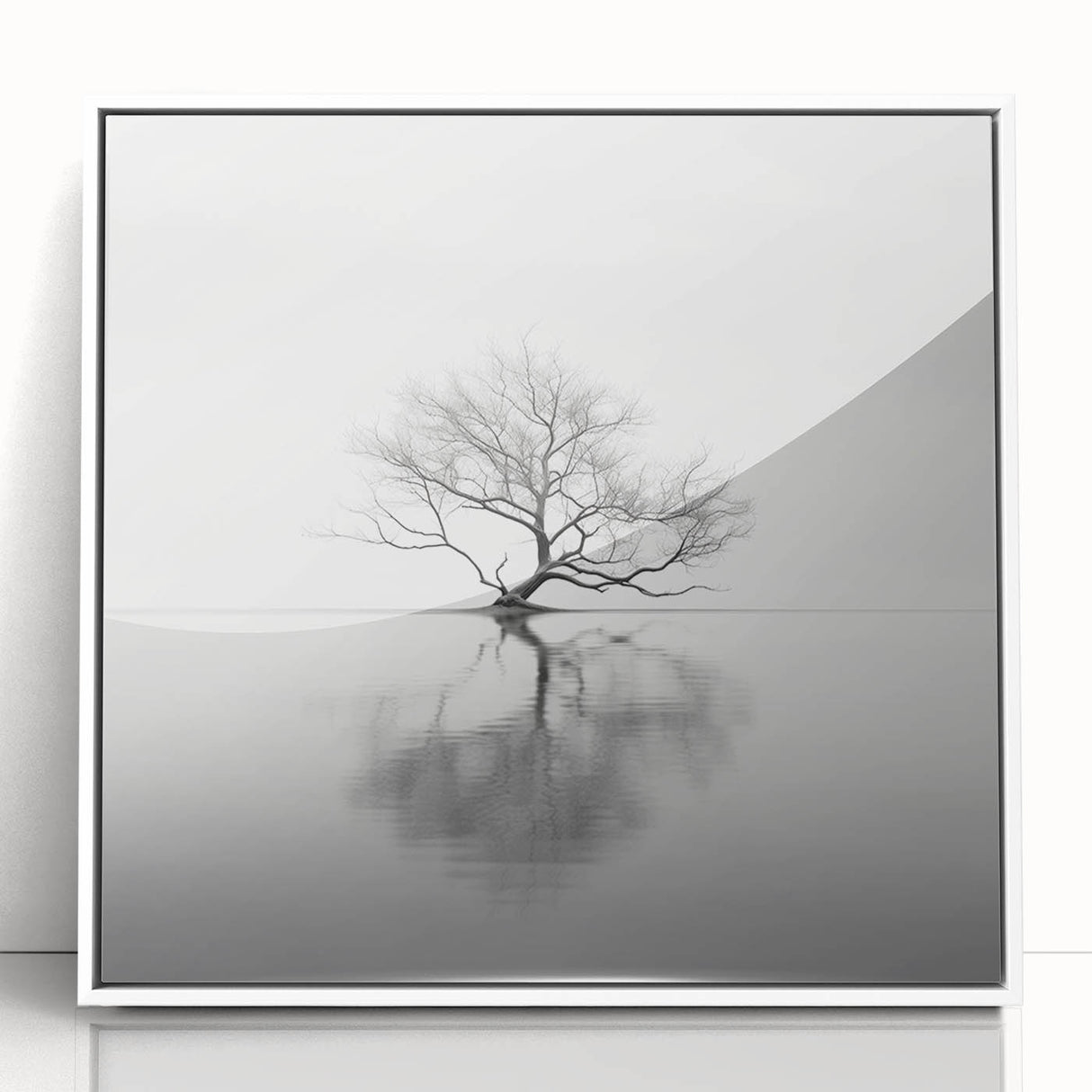 Minimalist Tree Reflection Wall Art - Modern Black & White Print