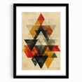 Abstract minimalist wall art framed in black with a white mat, showcasing geometric shapes and soft colors, perfect for modern home decor aesthetics.