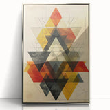 Framed minimalist abstract wall art in silver acrylic, showcasing a sleek design with geometric shapes, perfect for modern home decor and enhancing interior aesthetics.