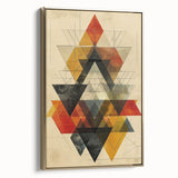 Framed abstract minimalist wall art featuring a gold and black design, showcasing a sleek side view against a neutral background, perfect for modern decor.