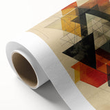 Abstract minimalist wall art on rolled canvas, showcasing soft pastel colors and geometric shapes, ideal for contemporary home decor. Packaged securely in a durable cardboard tube for safe delivery.