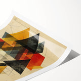 Abstract minimalist wall art print showcasing a blend of soft earth tones and geometric shapes, elegantly rolled and ready for framing or display.