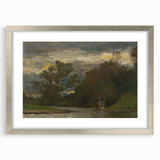 Romanticism Art: Poprad River Shore by Mednyánszky - Landscape Canvas