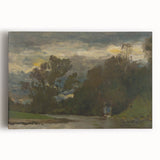 Romanticism Art: Poprad River Shore by Mednyánszky - Landscape Canvas