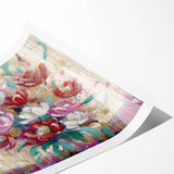 Abstract floral design rolled print showcasing vibrant colors and intricate patterns, ideal for home decor or wall art, packaged securely in a sturdy tube.