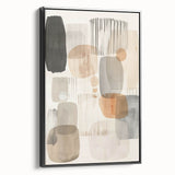 Framed black minimalist abstract wall art displayed in a stylish side view, showcasing sleek lines and a contemporary design perfect for modern interiors.