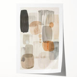 Abstract minimalist wall art print showcasing soft, muted colors in a fluid design, rolled and ready for display, ideal for modern home decor.