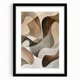 Abstract minimalist wall art framed in black with a white mat, showcasing geometric shapes in muted tones, perfect for modern interior decor.