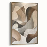 Framed abstract minimalist wall art featuring a gold accent, displayed from the side, showcasing its elegant design and contemporary style, perfect for modern home decor.