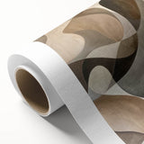 Abstract minimalist wall art on rolled canvas showcasing soft pastel colors and geometric shapes, elegantly packaged in a durable cardboard tube for safe delivery.
