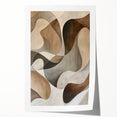 Abstract minimalist wall art print showcasing soft pastel colors in flowing shapes, rolled and ready for display, perfect for modern home decor.