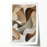 Abstract minimalist wall art print showcasing soft pastel colors in flowing shapes, rolled and ready for display, perfect for modern home decor.