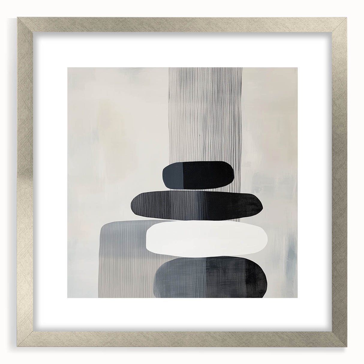 Contemporary Abstract Canvas – Black & White Zen-Inspired Wall Art