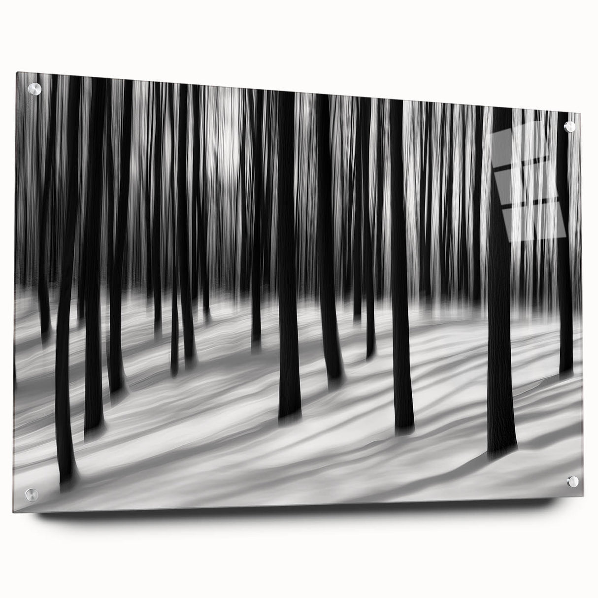 Blurred Winter Forest – Dynamic Black and White Motion Wall Art