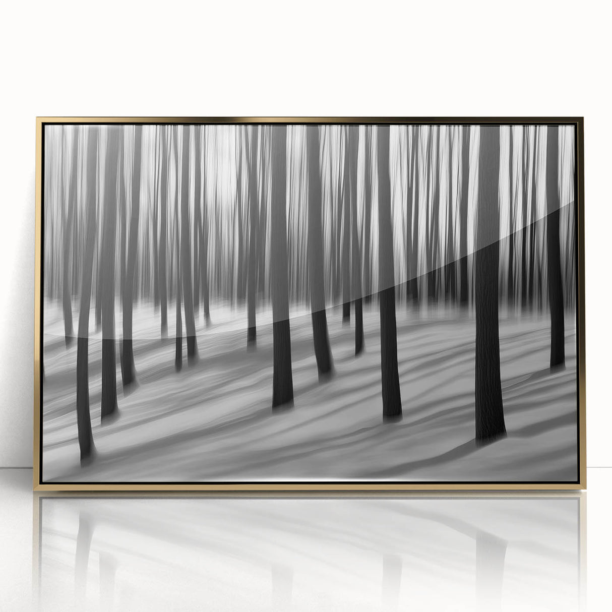 Blurred Winter Forest – Dynamic Black and White Motion Wall Art