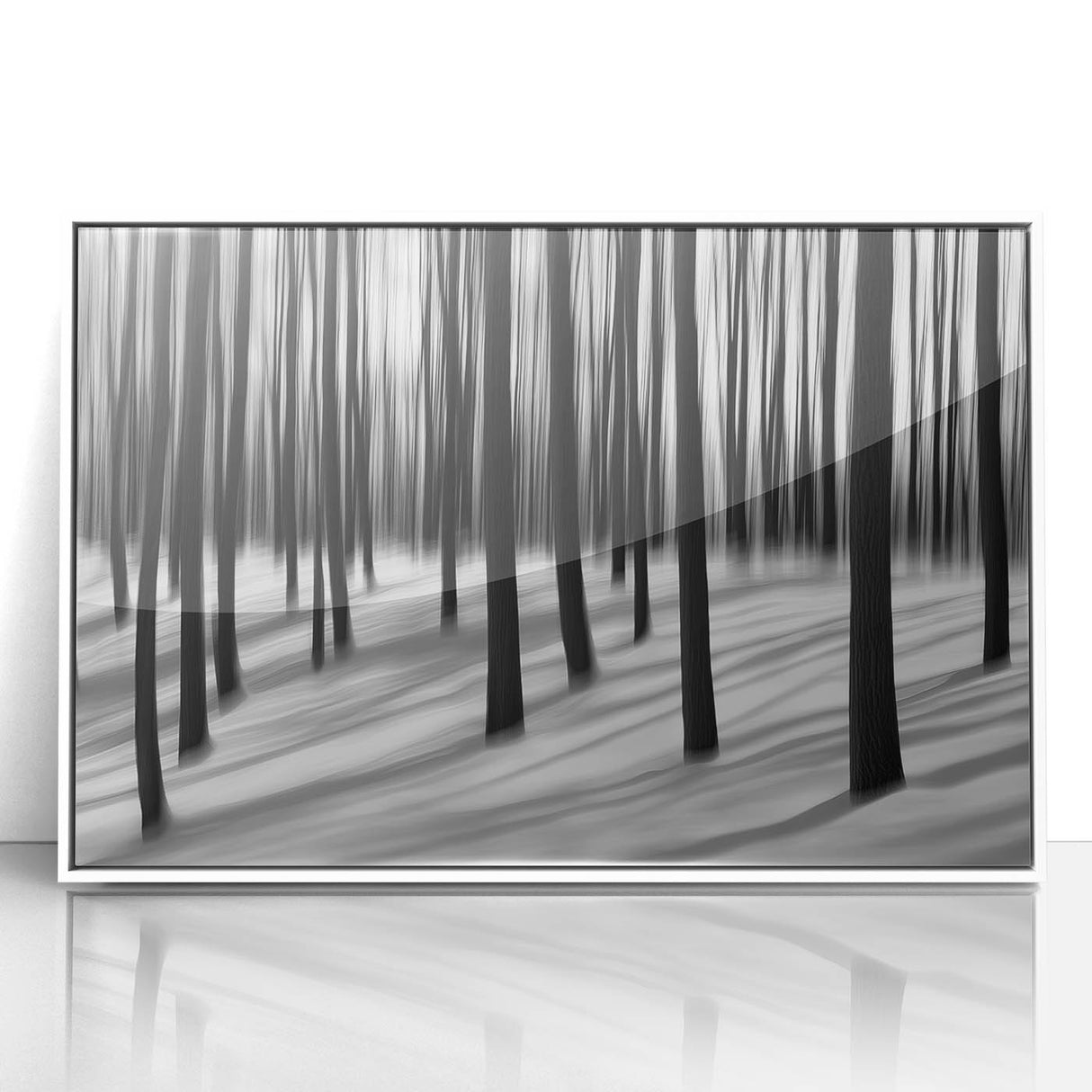 Blurred Winter Forest – Dynamic Black and White Motion Wall Art