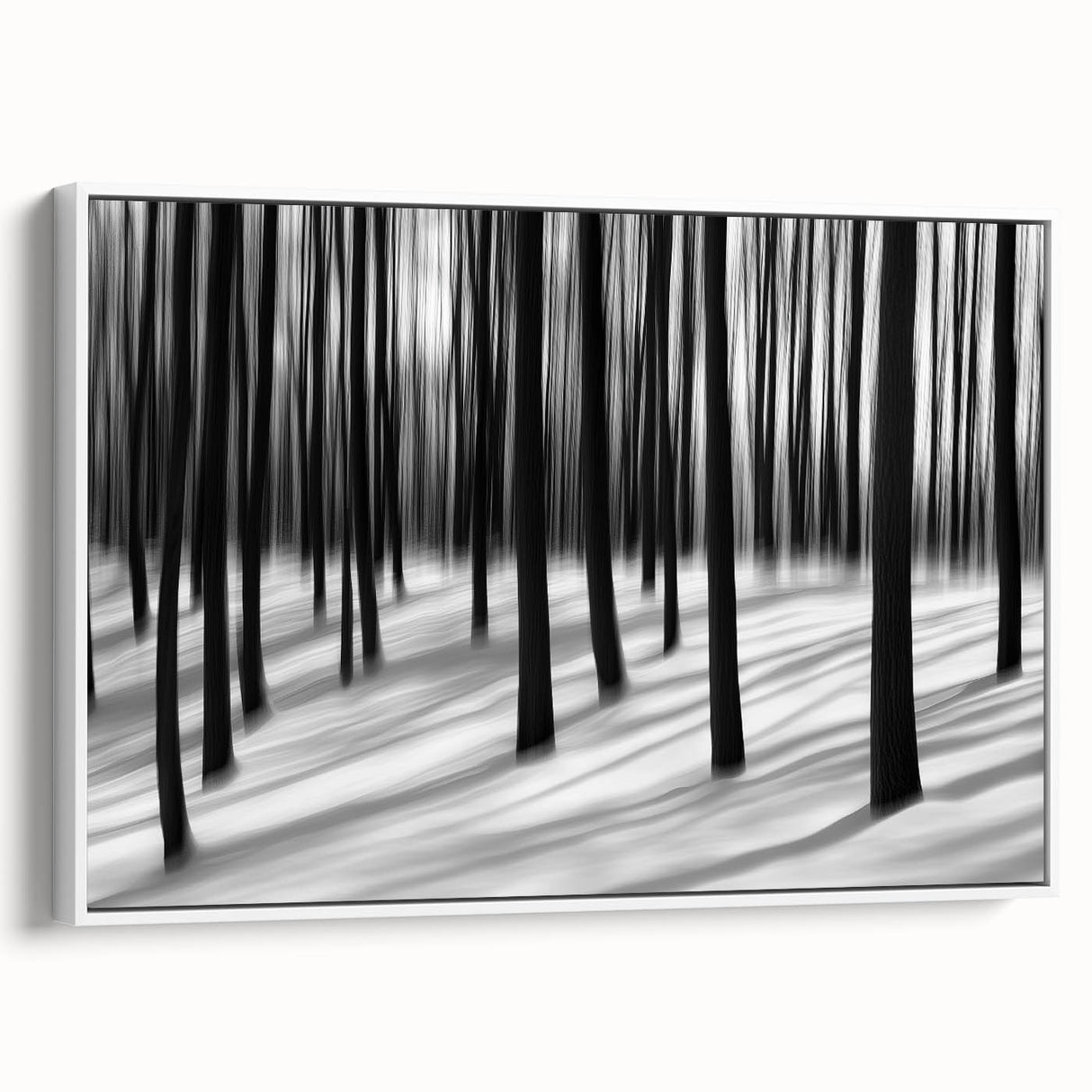 Blurred Winter Forest – Dynamic Black and White Motion Wall Art
