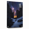 Acrylic wall art showcasing a side view of dramatic cliffs, featuring vibrant colors and intricate details, mounted with pins for a modern display. Ideal for enhancing contemporary interiors.