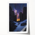 Vibrant rolled canvas print depicting a breathtaking landscape of cliffs under a clear blue sky, showcasing rich colors and intricate details, perfect for home decor.