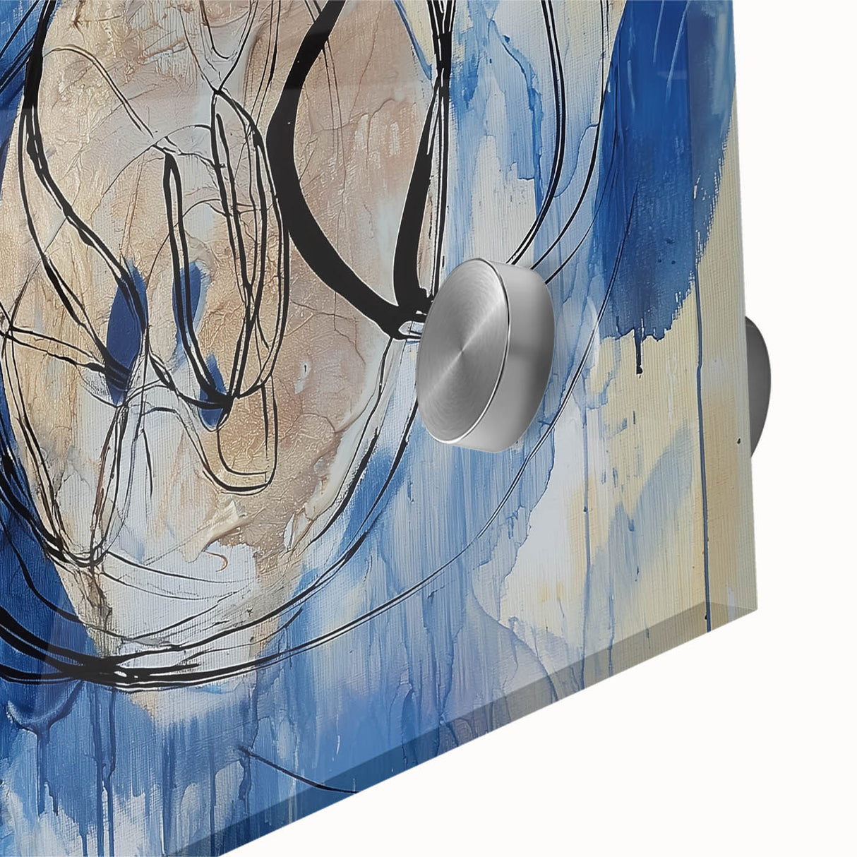 Abstract Office Wall Art - Navy Blue & Gold Corporate Canvas