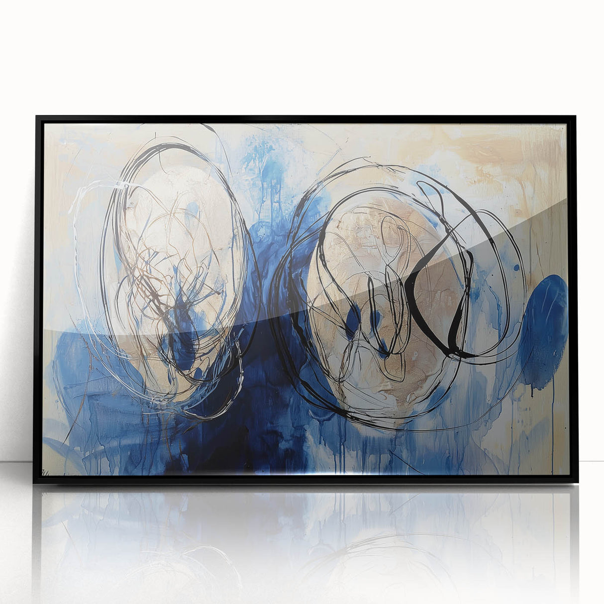 Abstract Office Wall Art - Navy Blue & Gold Corporate Canvas