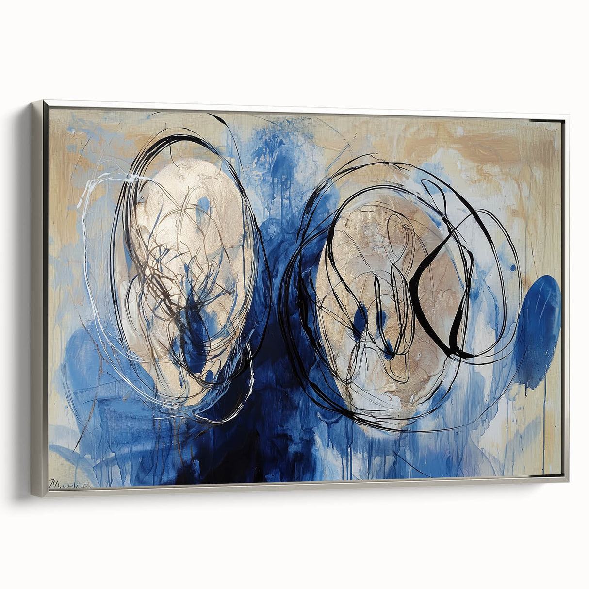 Abstract Office Wall Art - Navy Blue & Gold Corporate Canvas