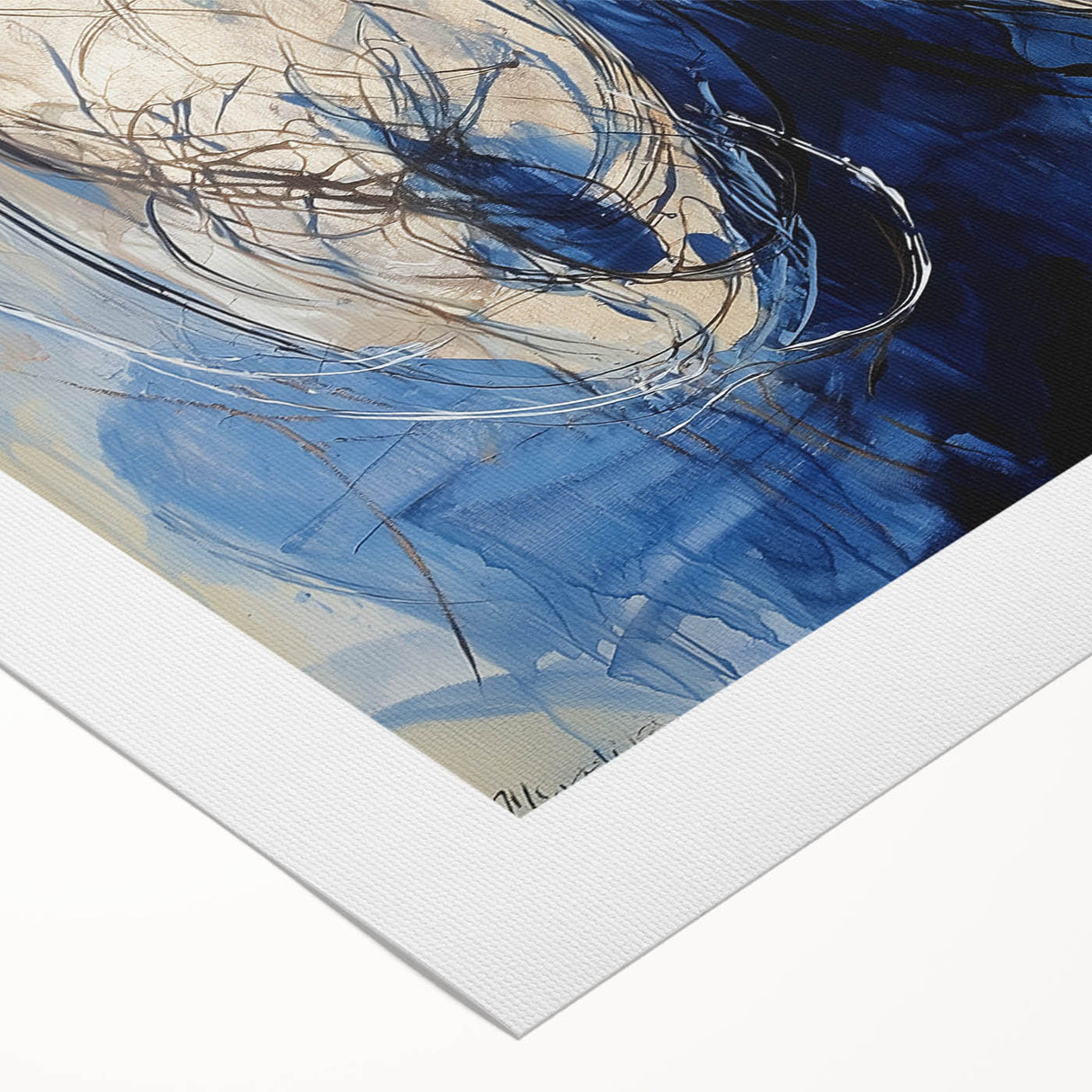 Abstract Office Wall Art - Navy Blue & Gold Corporate Canvas