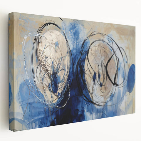 Abstract Office Wall Art - Navy Blue & Gold Corporate Canvas