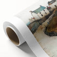 Abstract architectural wall art on rolled canvas showcasing vibrant geometric shapes and bold colors, ideal for modern home decor. Packaged securely in a cardboard tube for safe delivery.