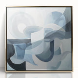Framed geometric abstract art in gold tones, showcasing intricate patterns and textures, ideal for modern home decor, enhancing contemporary spaces.