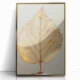 Framed wall art featuring an elegant design of blooming flowers and botanical leaves in vibrant colors, set within a gold acrylic frame, perfect for home decor.