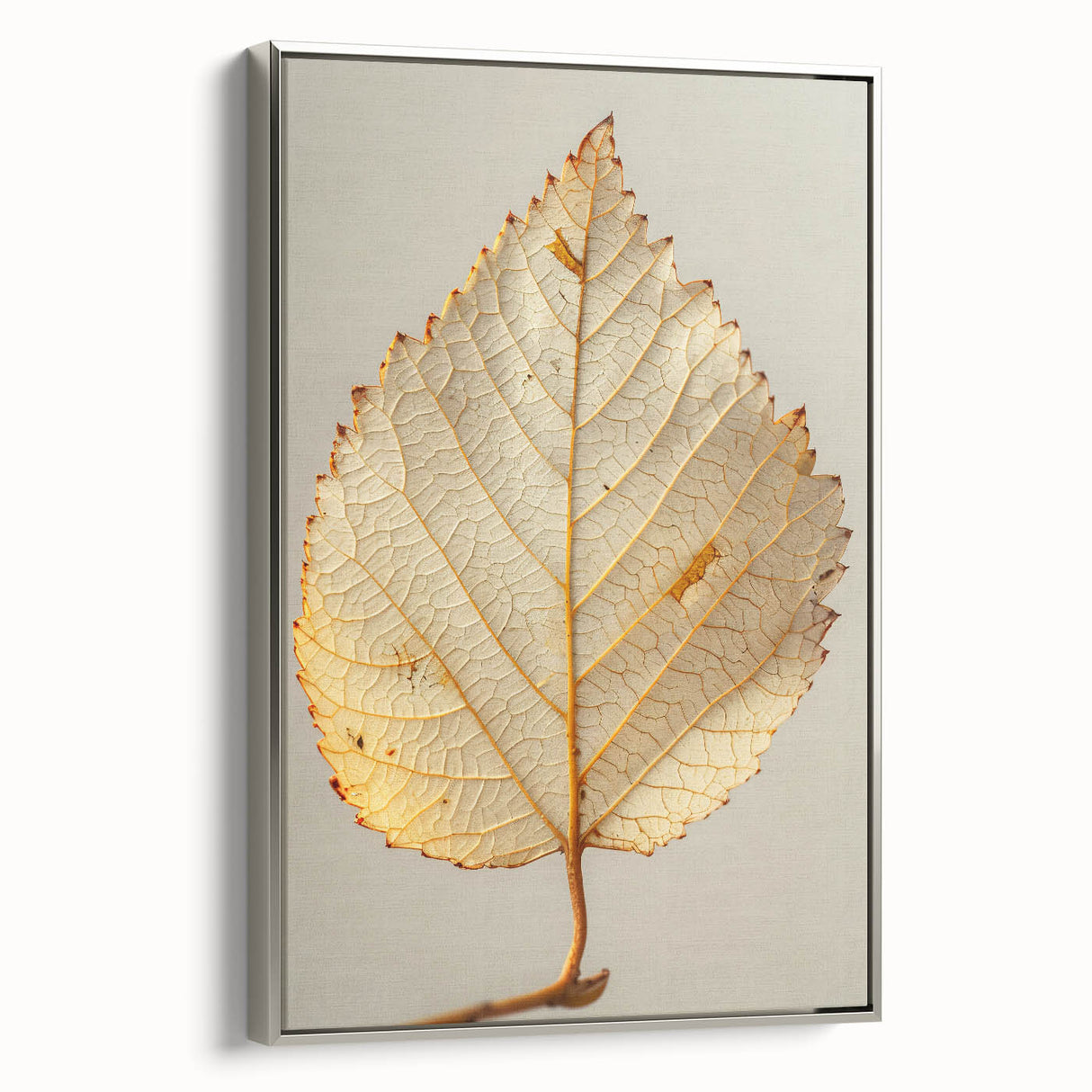 Framed canvas wall art showcasing a vibrant floral design with lush green leaves and delicate flowers, elegantly set in a silver frame, perfect for home decor.
