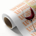 Art deco poster featuring stylized food and drink illustrations in bold colors on rolled canvas.