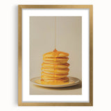 Extra large abstract art print featuring textured pastries in muted earth tones, framed in gold, ideal for living room decor.
