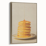 Framed canvas featuring vintage poster art of pastries in gold and black tones, suitable for bedroom wall decor.