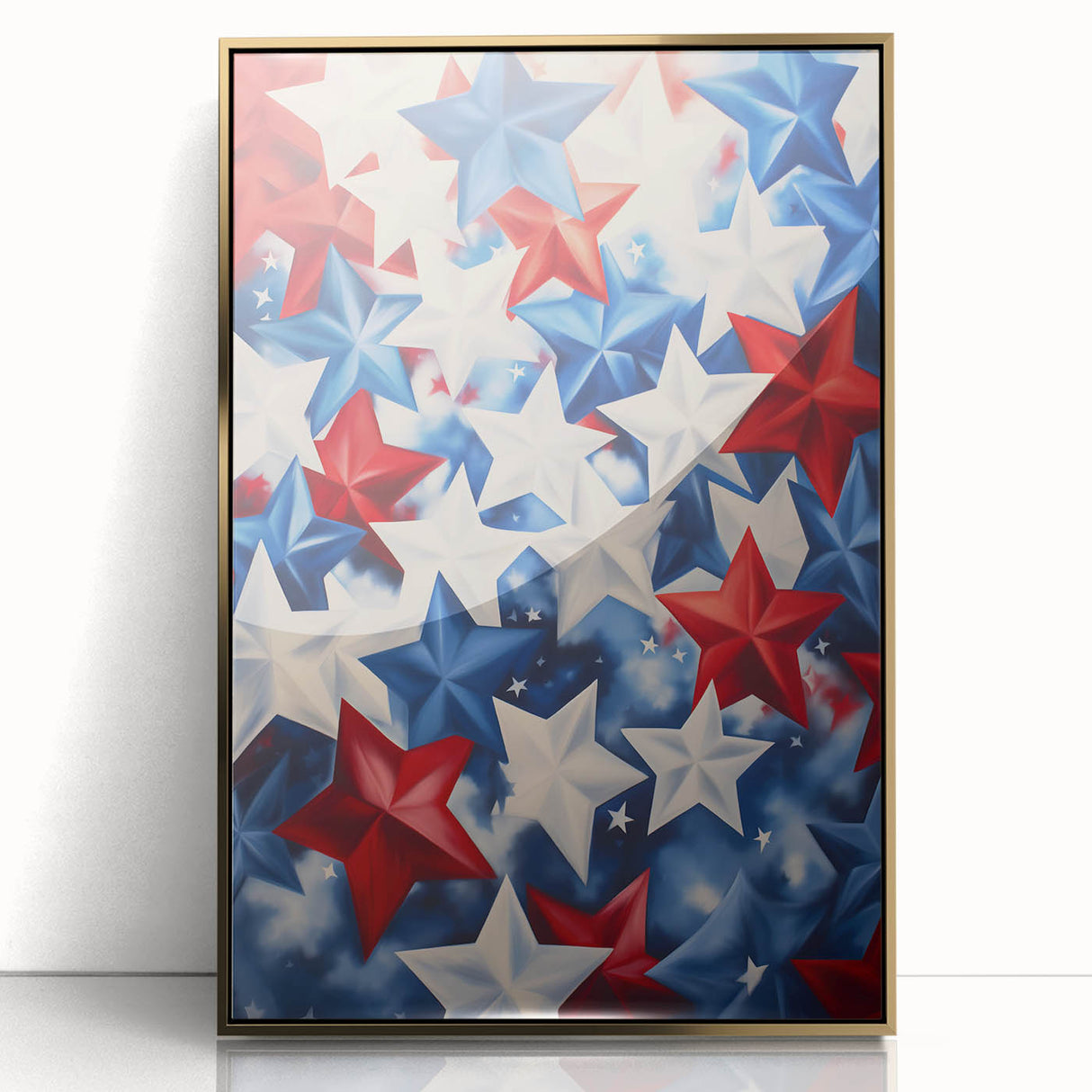 Patriotic Star Pattern - 4th of July Wall Art Decoration