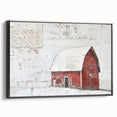 Framed landscape barn wall art showcasing a rustic scene with vibrant colors, a black frame, and a side view highlighting its elegant design, ideal for home decor.
